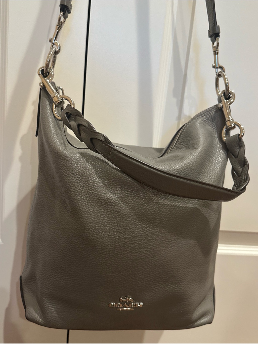 Coach Gray Leather Hobo Crossbody Bag